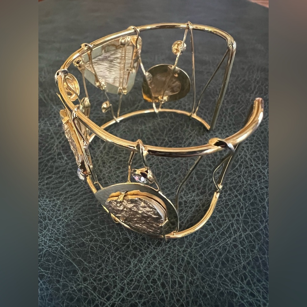 Bracelet Cuff Golden with Rhinestones One Size - Picture 2 of 12
